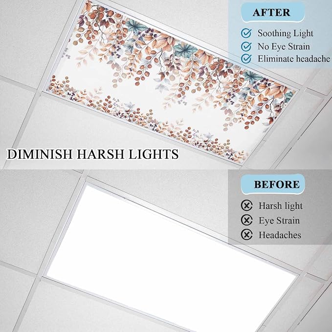 3 Pack Fluorescent Light Cover for Classroom Ceiling Light, Fall Orange - Image 8