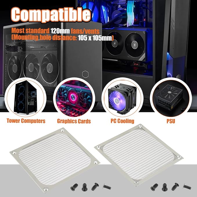4Pack 120 x 120mm Computer Fan Filter Grills Dust Mesh Magnetic Frame PC Case - Image 7