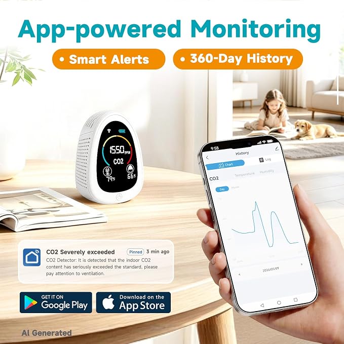 AIRNERGY Portable CO2 Monitor Indoor Air Quality Monitor - Image 4