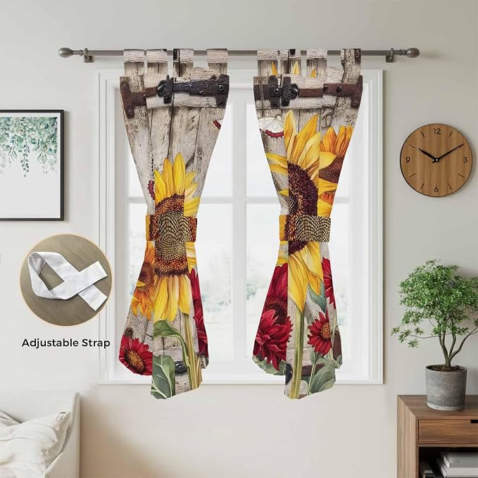 Sunflowers Living Room Curtains 84 Inch Length, Window Curtains Tab Top - Image 5
