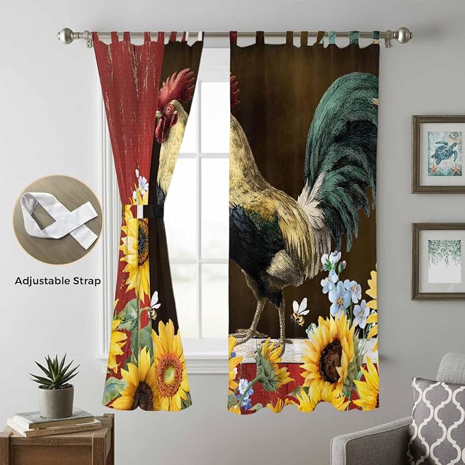 Chicken Sunflowers Living Room Curtains 84 Inch Length, Window Curtains Tab Top - Image 5