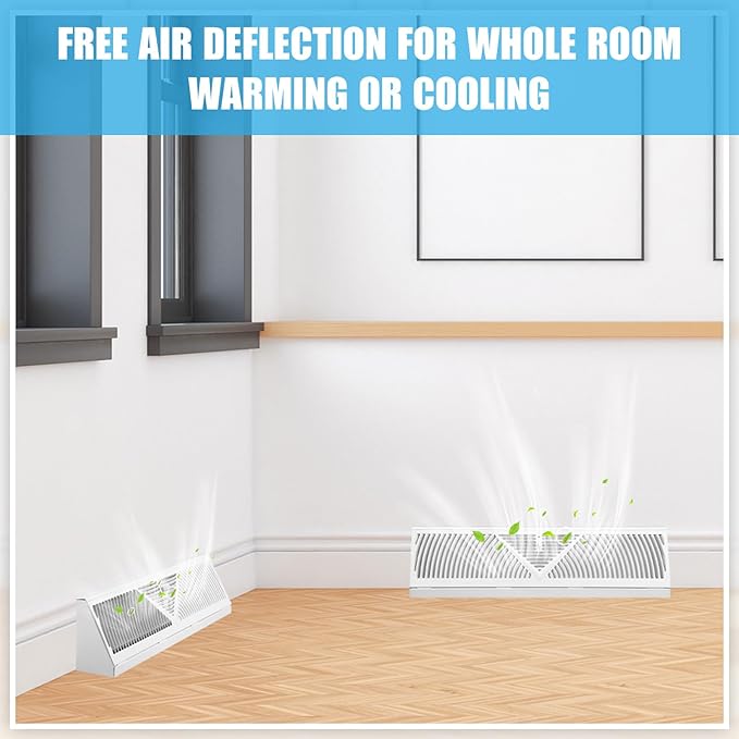 Yaocom 4 Pcs Baseboard Register Vent 24 Inch Duct Opening Size Baseboard Vent - Image 5