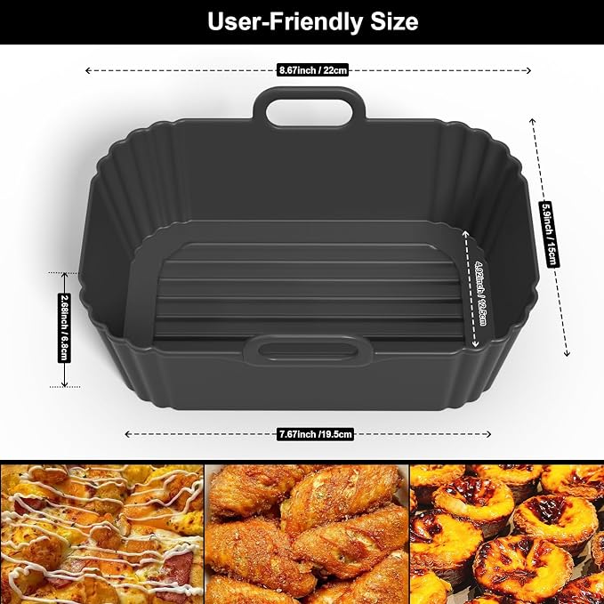 Silicone Air Fryer Liners 2 Pack, Reusable Compatible - Image 2