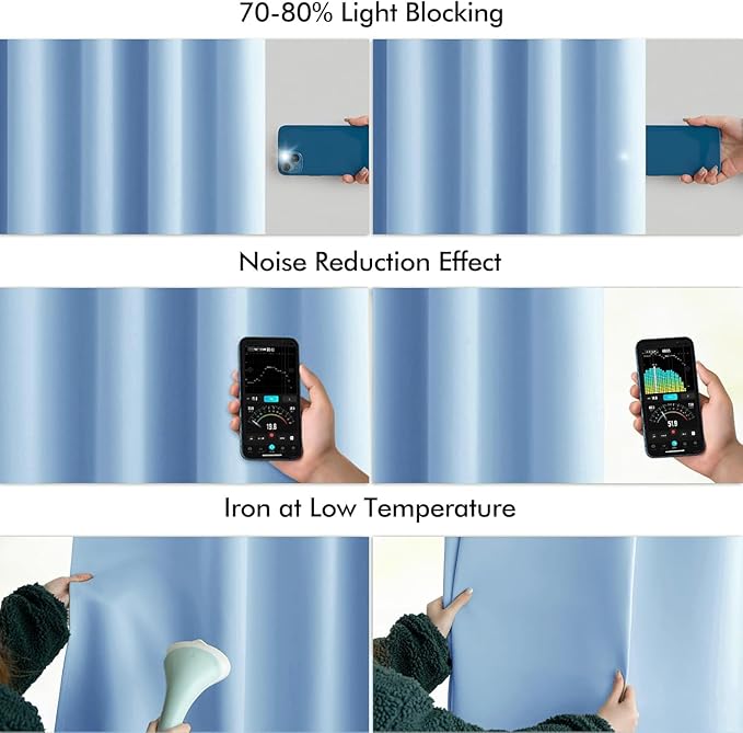MIULEE Sky Blue Back Tab Blackout Curtains 90 Inches Long 2 Panels Set for Living Room Bedroom Privacy, Rod Pocket/Pinch Pleat Thermal Insulated Room Darkening Pleated Light Blocking Drapes