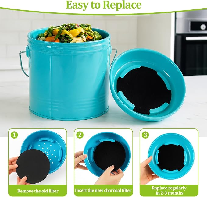 6 Pack Charcoal Filters for Kitchen Compost Bin, 6.7 Inch Compost Filters for - Image 5