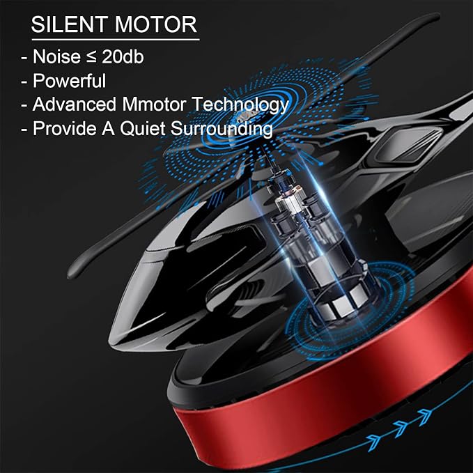 Helicopter Solar Rotating Air Freshener, Al Alloy Car & Home Décor|Red | - Image 4
