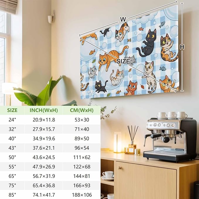 Cartoon Lovely Pets Fish Bubbles Indoor TV Cover, Elastic TV Screen Protector - Image 3