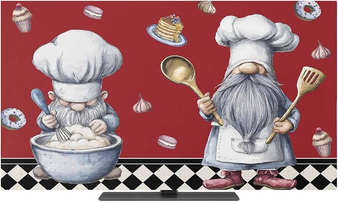 Retro Cartoon Dessert Chef Indoor TV Cover, Elastic TV Screen Protector Black by Unknown