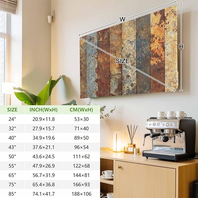 Farmhouse Vintage Wood Board Indoor TV Cover, Elastic TV Screen Protector Brown - Image 4