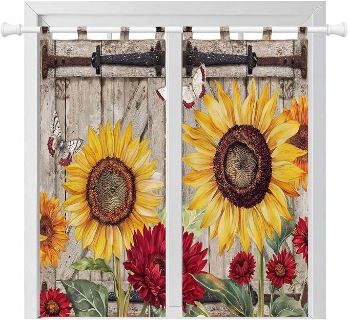Sunflowers Living Room Curtains 84 Inch Length, Window Curtains Tab Top by Unknown