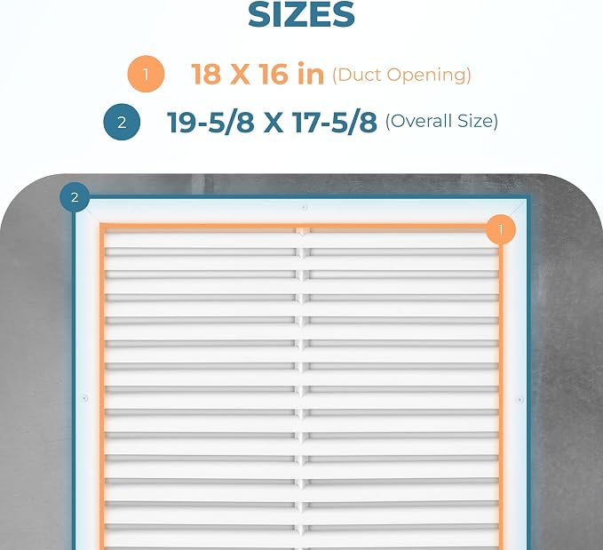 Aluminum 18 x 16 Inch Cold Air Return Vent Cover, Rustproof AC Transfer Grille - Image 3