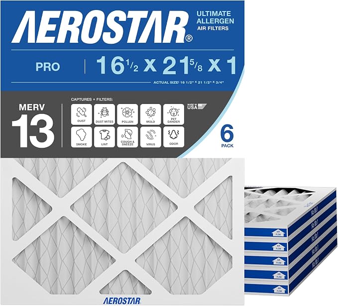 Aerostar 16 1/2x21 5/8x1 MERV 13 High Efficiency Pleated Air Filter, by AirFiltersDelivered