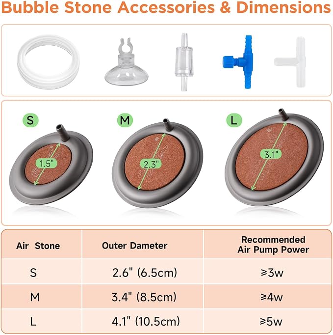 hygger Aquarium Air Stone, 3.4 Inch Nano Air Stone Makes Super Tiny Bubbles - Image 6