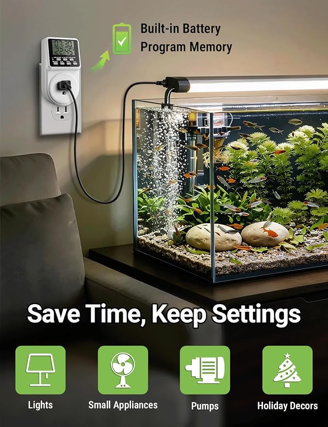 Techbee Indoor Digital Infinite Repeat Cycle Intermittent Outlet Timer Plug 24 - Image 6