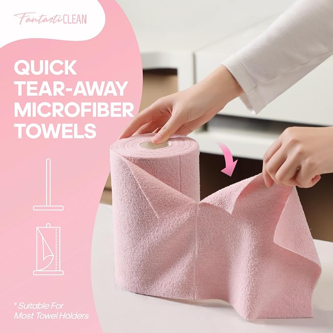 Fantasticlean Microfiber Cleaning Cloth Roll -60 Pack, Tear Away Paperless - Image 2