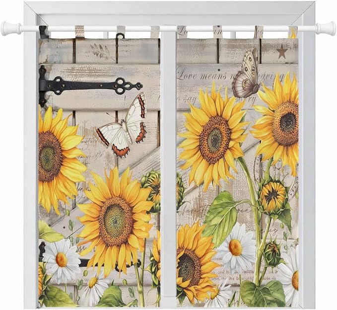 Farm Flowers Living Room Curtains 84 Inch Length, Window Curtains Tab Top by Unknown