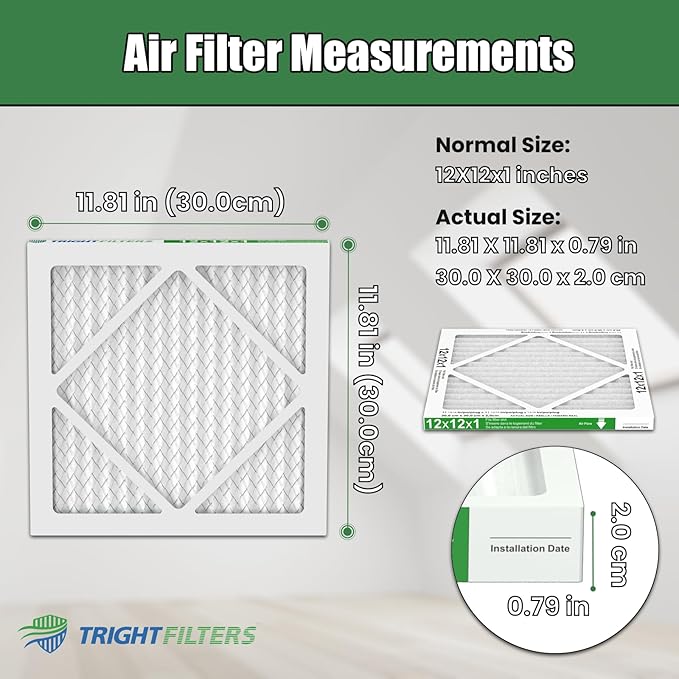 12x12x1 Air Filter 6 Pack, Durable MERV 8 Pleated Home HVAC AC Furnace Filters - Image 4