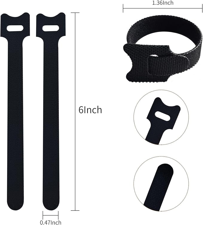 200 PCS 6 Inches Black Reusable Cable Ties, Adjustable Cord Straps, Cable - Image 2