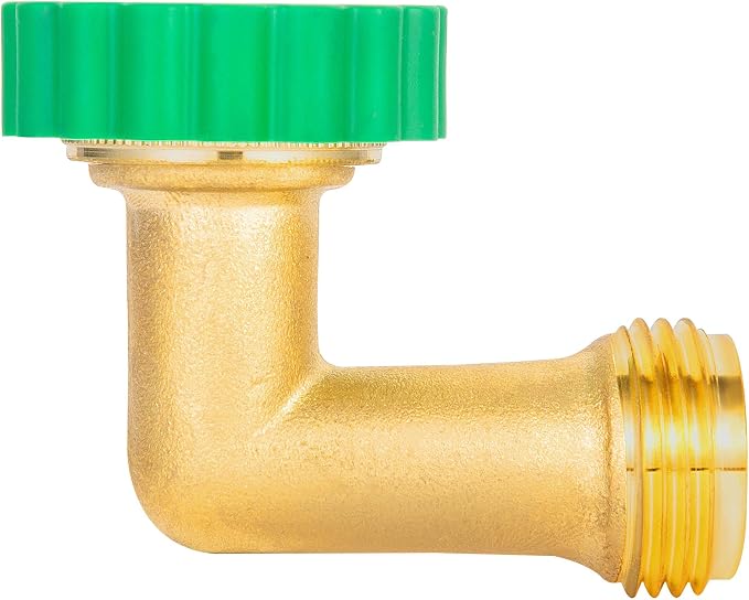 Lead-Free Brass 90°Hose Elbow Fitting, 90 Degree Hose Saver Green Quick Swivel - Image 2