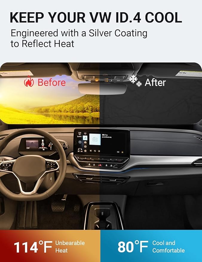 Proadsy Windshield Sun Shade for Volkswagen VW ID.4 2021-2025 2026 4-Layer - Image 2