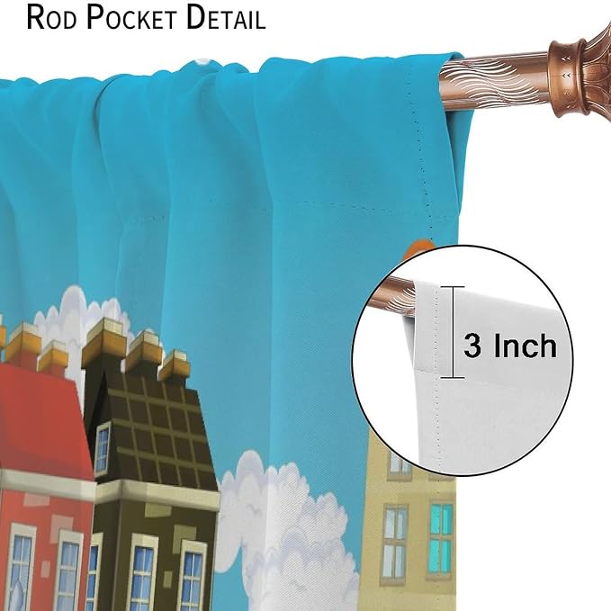 Kids Cartoon Construction Window Curtains, Funny Construction Site Cars and - Image 6