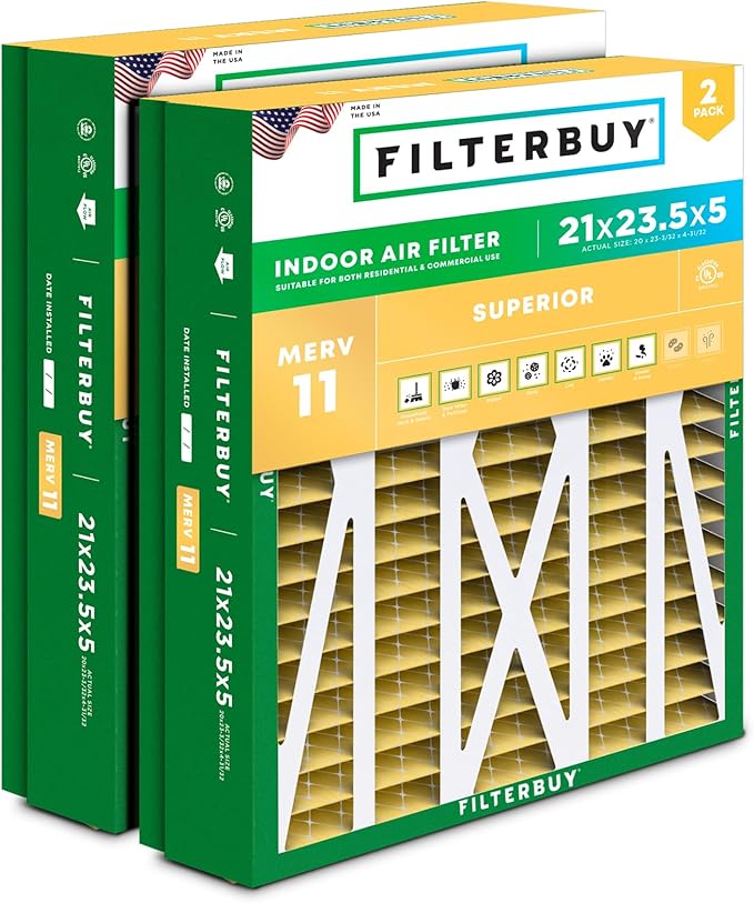 Filterbuy 21x23.5x5 Air Filter MERV 11 Superior Pet & Allergy Defense, Pleated by Filterbuy