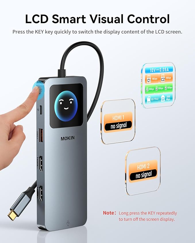 MOKiN LCD USB C Docking Station Dual Monitor, 12 in 1 Laptop Docking Station - Image 3