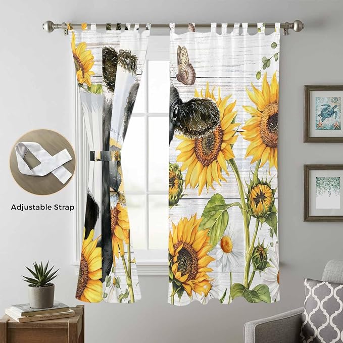Retro Farmhouse Floral Living Room Curtains 96 Inch Length, Window Curtains Tab - Image 5