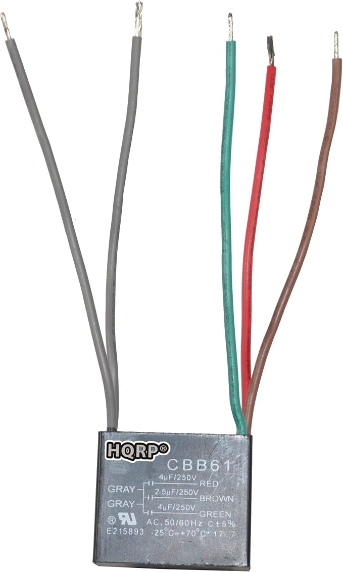 HQRP Ceiling Fan Capacitor CBB61 4uf+2.5uf+4uf 5-Wire UL Listed by HQRP