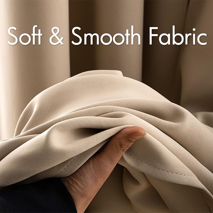 MIULEE Blackout Curtains 94 Inches Long for Bedroom Living Room Thermal Insulated Room Darkening Grommet Top Solid Light Blocking Drapery Set of 2 Window Panels Beige
