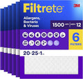 Filtrete 20x25x1 Air Filter, MERV 12, MPR 1500, Bacteria & Viruses, 3-Month AC by Unknown