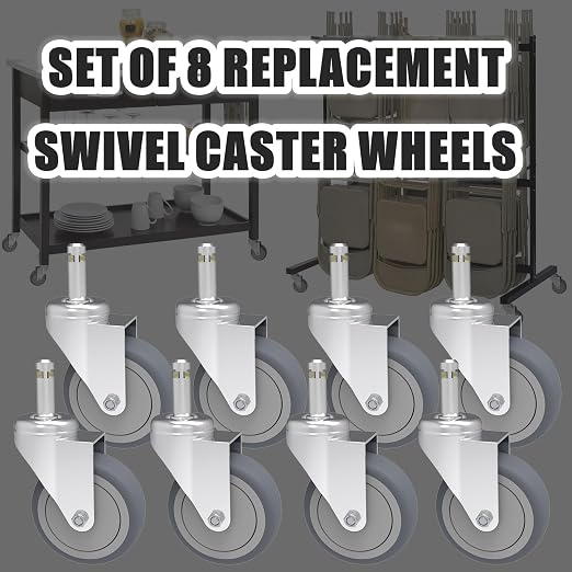 RILIDRI 4-Inch Swivel Stem Caster, 7/16-Inch Stem Diameter Rubber Wheel - Image 7