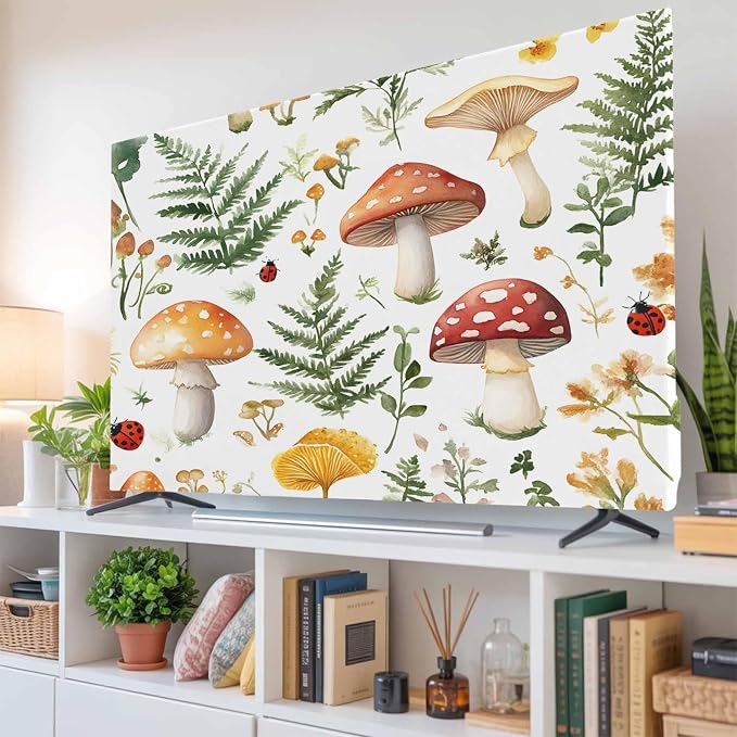 Spring Flower Leaf Farm Mushroom Indoor TV Cover, Elastic TV Screen Protector - Image 6