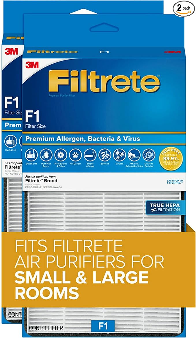 Filtrete F1 Room Air Purifier Filter, True HEPA Premium Allergen, & Virus by Unknown