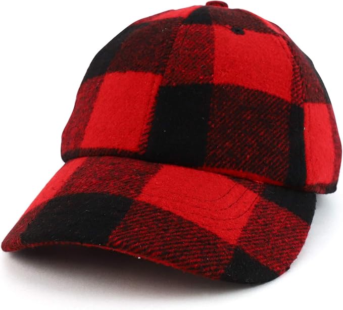 Trendy Apparel Shop Plaid Checker Wool Blend Unstructured Baseball Cap by TrendyApparel