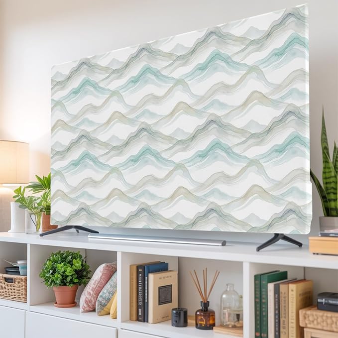 Water Ripple Teal Gradient Indoor TV Cover, Elastic TV Screen Protector Modern - Image 6