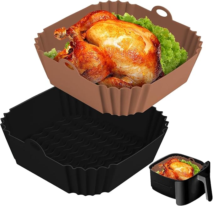 Boribim 2 PCS Square Silicone Air Fryer Liners by Boribim