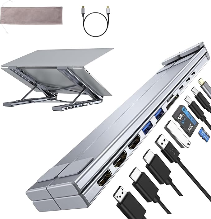 M94 Laptop Docking Station Stand 3 Monitors, 10 in 1 USB C Hub Triple 4K@60Hz by Umaniy