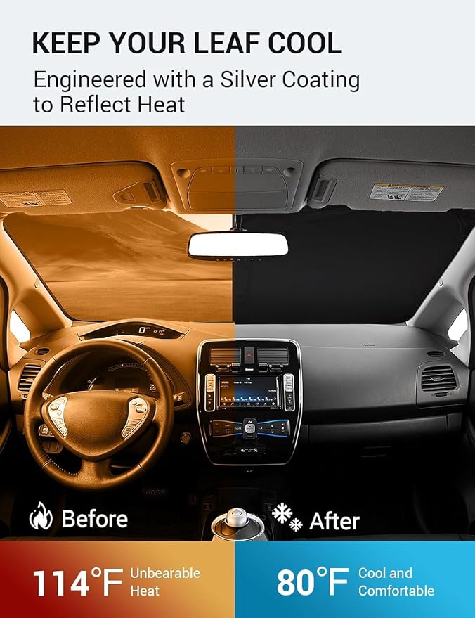 Proadsy 2026 Upgrade Windshield Sun Shade Custom Fit 2011-2017 Nissan Leaf - Image 3