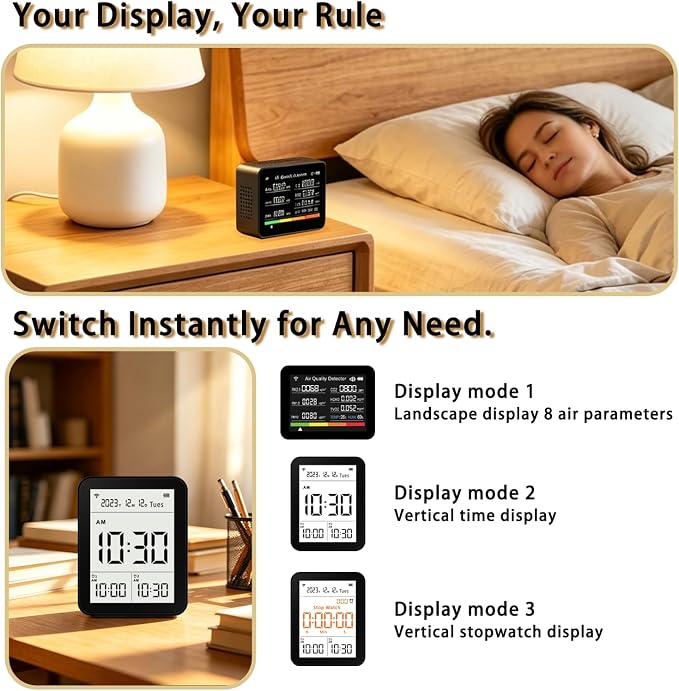Home Air Quality Monitor, 13-in-1 Indoor Air Detector, Carbon Dioxide HCHO TVOC - Image 5