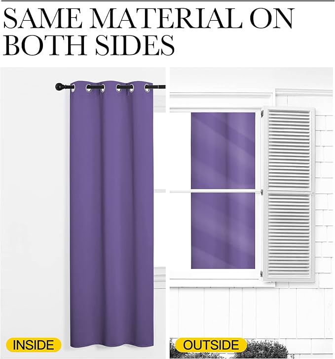 NICETOWN Lilac Purple Blackout Curtains 108" Long, 55" Wide, 2 Pieces for Office, Dining, Guest Room - Sound Reducing, Heat and Cold Block Panels for Modern Decorative