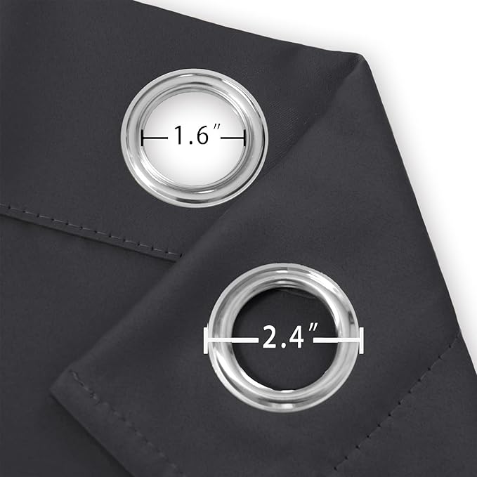 LEMOMO Dark Grey Blackout Curtains/38 x 54 Inch/Set of Two Panels Grommet Living Room Curtains
