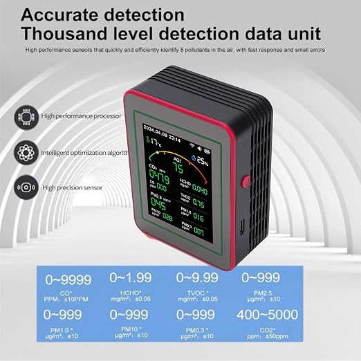 Eujgoov ZN MT29 15 in 1 WiFi Air Quality Monitor, CO2 TVOC HCHO PM2.5 PM10 - Image 3