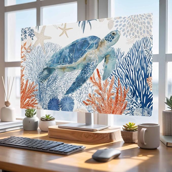 Summer Sea Turtle Coral Indoor TV Cover, Elastic TV Screen Protector Ocean - Image 4