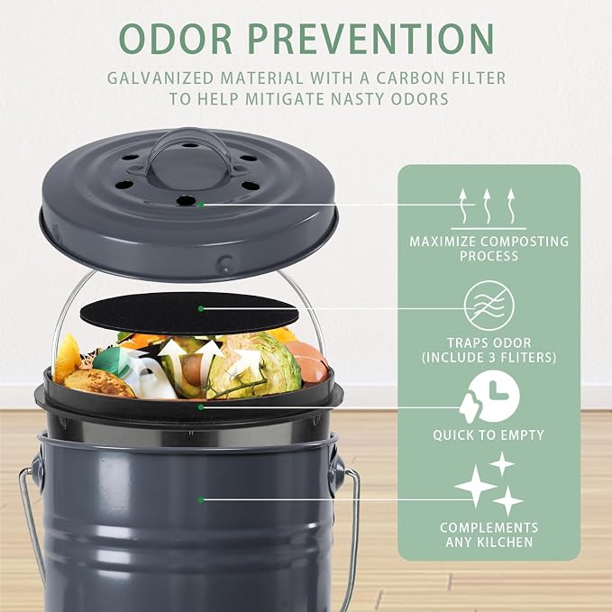 Vipush Compost Bin Kitchen Countertop Composter - Image 2