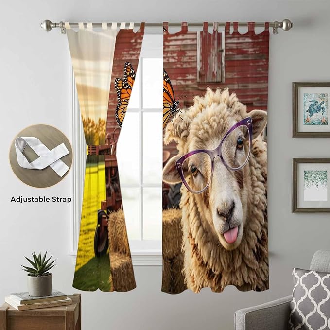 Farm Sheep Living Room Curtains 84 Inch Length, Window Curtains Tab Top - Image 5