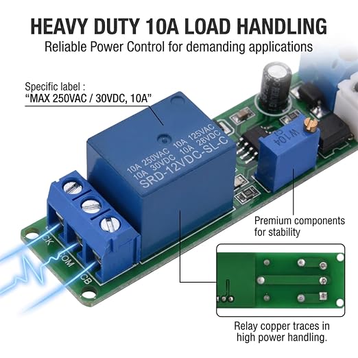 Timer Relay Module, DC 12V Adjustable Timer Delay Turn Off Module Timing Relay - Image 4