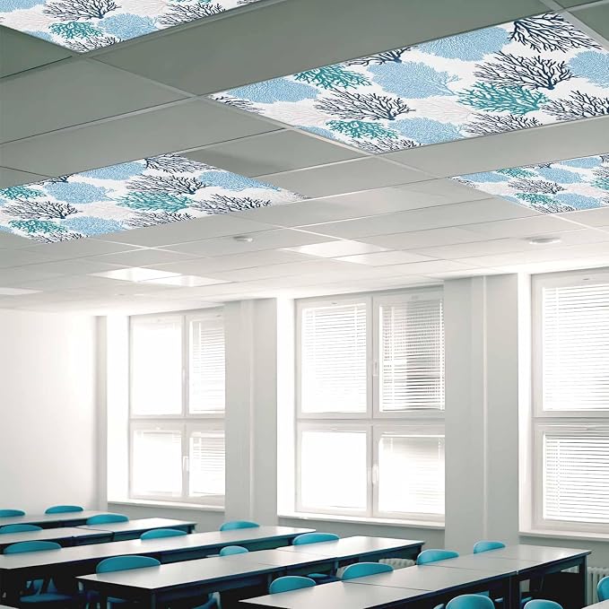 Fluorescent Light Covers for Ceiling Lights Nautical Coastal Ocean Coral - Image 2
