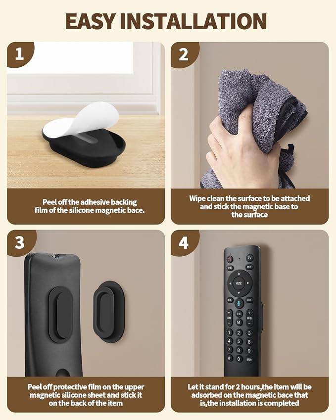 4 Pack Strong Magnetic Remote Control Holder, Self-Adhesive Silicone Remote - Image 6