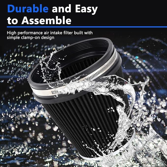 6" 152 mm High Flow Inlet Air Filter, Air Intake Cone Filter Replacement - Image 5